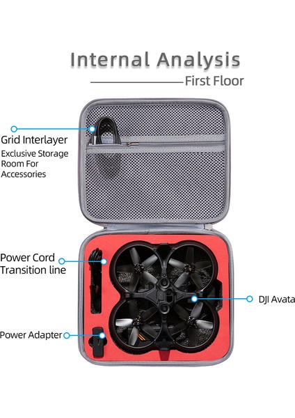 Djı Avata Taşınabilir Drone Saklama Çantası Sert Kabuklu Darbeye Dalı Taşıma Çantası - Gri / Kırmızı Astar (Yurt Dışından) modelleri