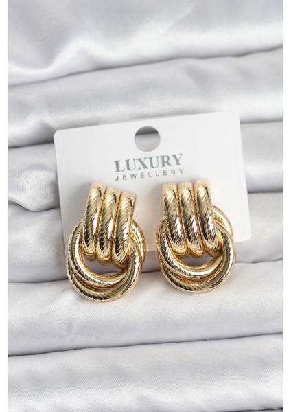 Gold Renk Halka Modelli Pirinç Kadın Küpe