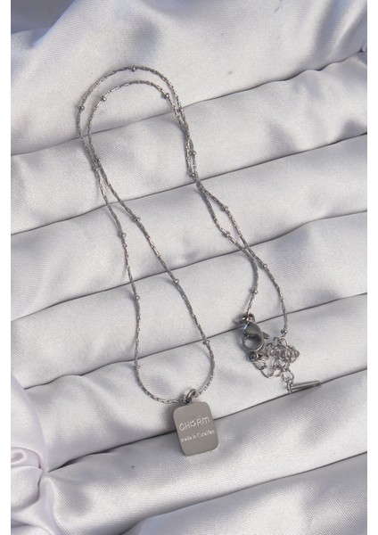 316L Çelik Gümüş Renk Kare Charm Model Kolye - TJ-BKO8927 fiyatları