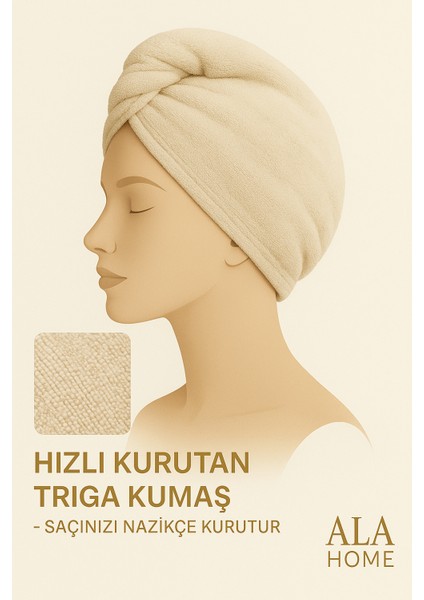 Triga Düğme Lastikli Saç Havlusu| Pamuklu Saç Kurutma Bonesi | Makyaj Bonesi modelleri