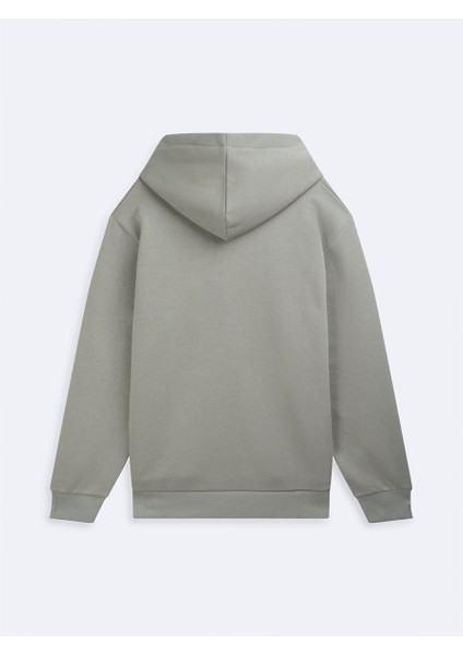 Uzun Kollu Kapüşonlu Sign Baskılı Yeşil Sweatshırt fiyatları