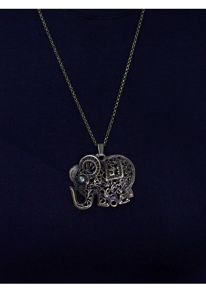 Doğal Taş Labradorit Doğal Taşlı Fil Modelli Antik Kadın Kolye EUK43LBT modelleri