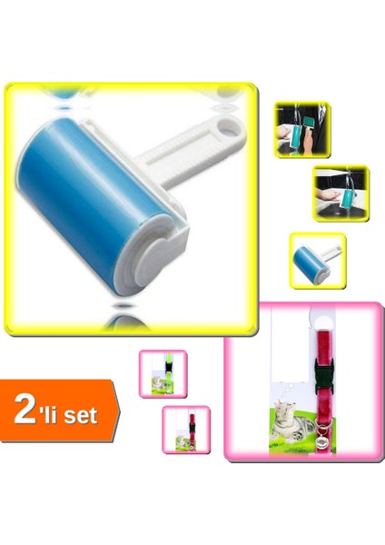 Ayarlanabilir Kadife Kedi Tassması + Tüy ve Toz Toplama Rulosu 2’li Set – Konforlu ve Temiz Ev H5K7M1