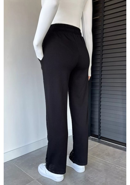Kadın Yüksek Bel Taş Işlemeli Çift Cepli Bel Lastikli Pantolon P-00018985 modelleri