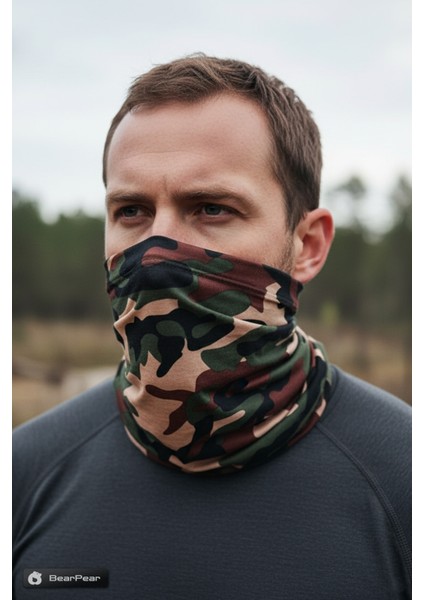 Kamuflaj Desenli Boyunluk Buff Rüzgarlık Maske