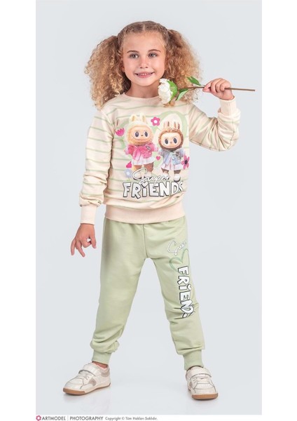 3-10 Yaş Labubu Kız Ikili Takım- 8228245 - Açık Yeşil