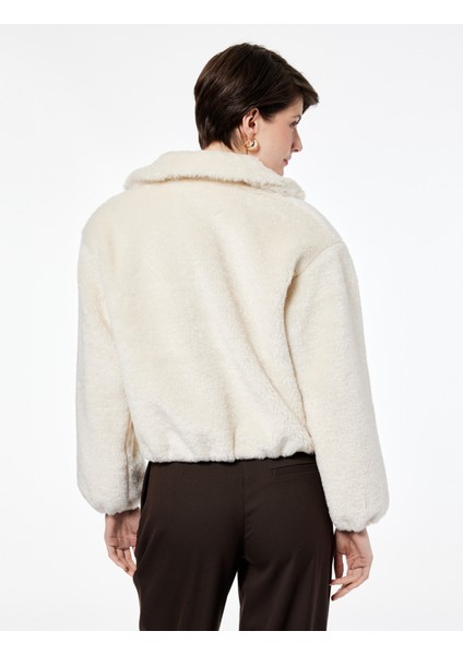 Uzun Kollu Cepli Fermuarlı Crop Peluş Bomber Ceket fırsatları