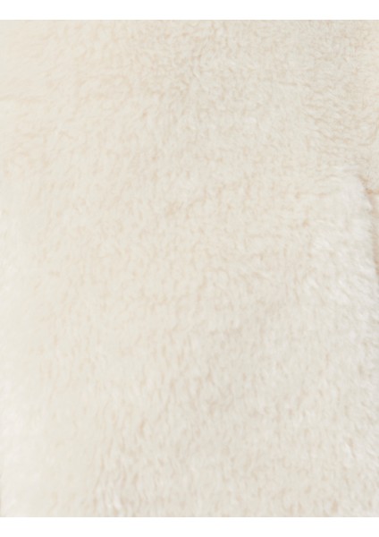 Uzun Kollu Cepli Fermuarlı Crop Peluş Bomber Ceket