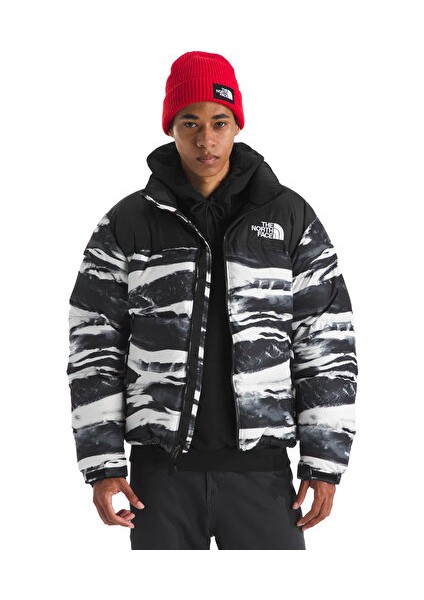 M 1996 Retro Nuptse Jacket -Print Erkek Outdoor Montu (700 Dolgu Kaz Tüyü) NF0A8D16DJI1 Siyah modelleri