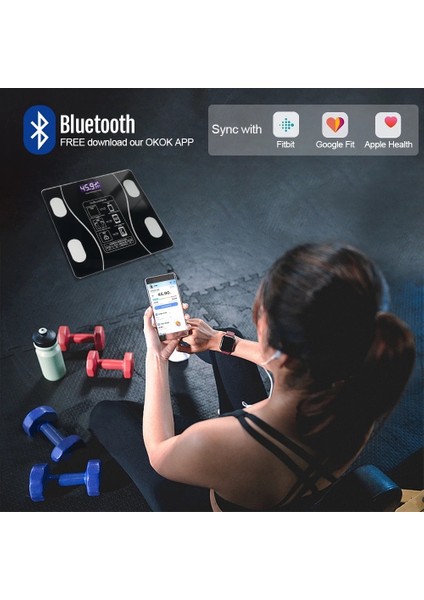 Akıllı Kablosuz Dijital Banyo ve Vücut Yağ Ağırlık Ölçeği Vücut Kompozisyonu Analizörü Bluetoothlu Tartı indirimleri