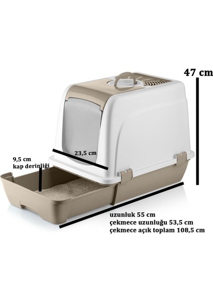 Orta Boy Çekmeceli Kapalı Kedi Tuvaleti Paspas ve Kürek Hediyeli fiyatları