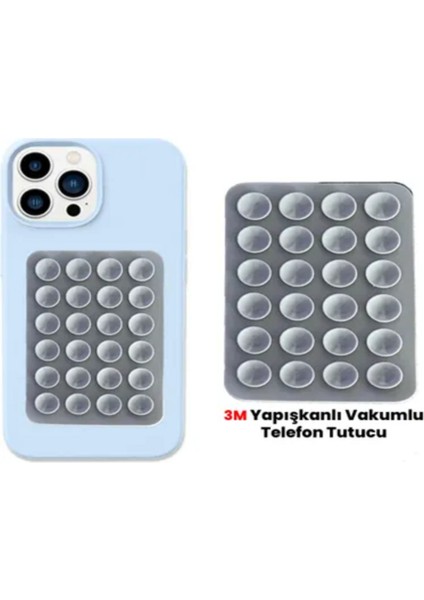 Silikon Vantuzlu Telefon Tutucu, Cep Telefonu Için Kaymaz Yapışkanlı Gri Gri Silikon