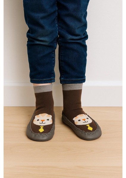 Çocuk Makosen Soket Çorap Patik Panduf – Kaydırmaz Ev & Anaokulu Ayakkabısı Gri