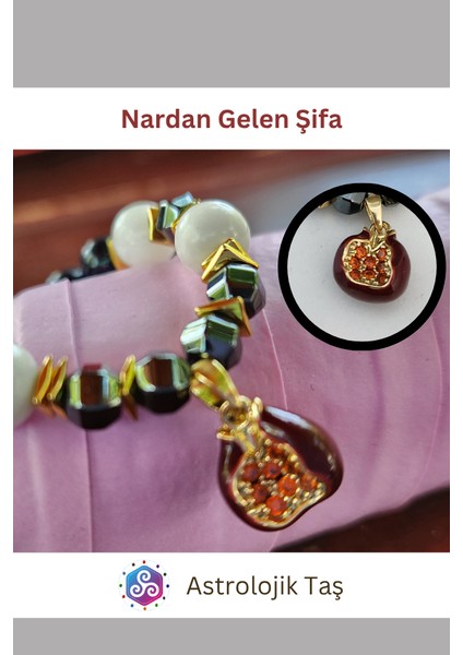 Astrolojik Doğal Taş Nar’dan Gelen Şifa Doğal Taş Bileklik - Yıldız Taşı & Ay Taşı