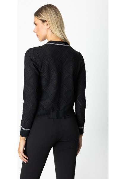 Kadın V Yaka Kabartmalı Hırka 60950 Siyah fırsatları