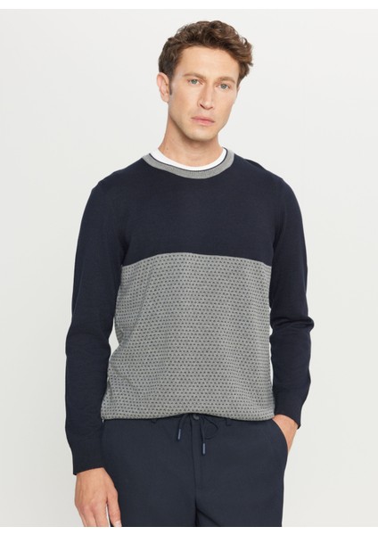 Bisiklet Yaka Standart Lacivert Erkek Kazak ACE049261225_LAC