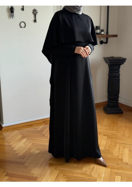 Pelerinli Bel Bağlamalı Elbise 1002 modelleri