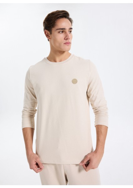 Yuvarlak Yaka Bej Erkek Sweatshırt 261 Lcm 241031 Lecosa Bej