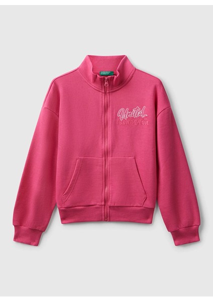Nakışlı Kız Çocuk Pembe Sweatshırt 3J68C505D