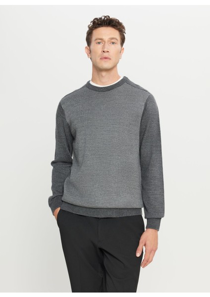 Bisiklet Yaka Standart Antrasit Melanj Erkek Kazak ACE049261478_AGJ