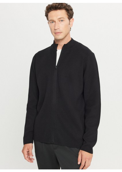 Dik Yaka Standart Siyah Erkek Kazak ACE049261273_SYH