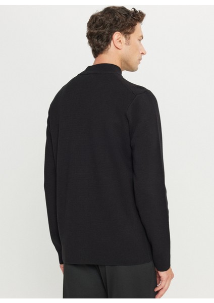 Dik Yaka Standart Siyah Erkek Kazak ACE049261273_SYH indirimleri