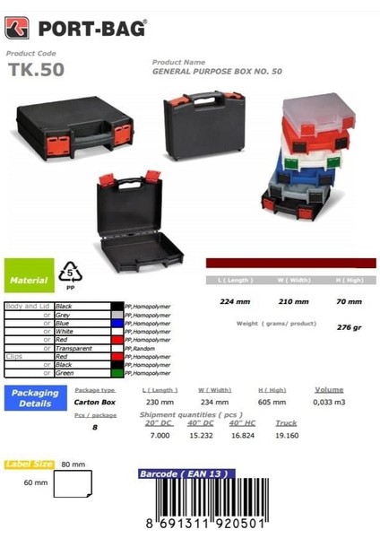 Portbag TK50 Çok Amaçlı El Aleti Çantası fırsatları