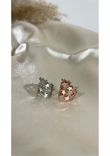 Rodyum Zirkon Taşlı Yıldız Kıkırdak Küpe modelleri