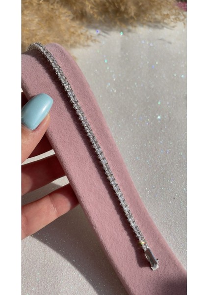 Beyaz Altın Kaplama Kare Montür 3mm Kibar ve Zarif Su Yolu Bileklik 925 Ayar Gümüş Bileklik modelleri