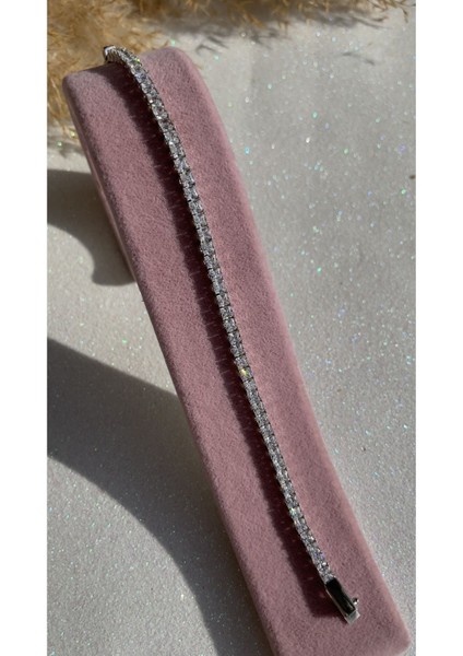 Beyaz Altın Kaplama Kare Montür 3mm Kibar ve Zarif Su Yolu Bileklik 925 Ayar Gümüş Bileklik indirimleri