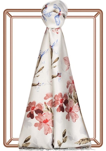 Ipekevi Yonca Bahçesi Desenli Ipek Şal Gümüş modelleri