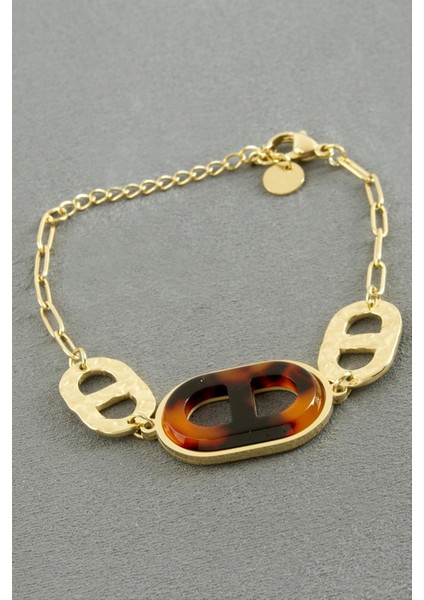 Oval Sedef Lüks Çelik Bileklik