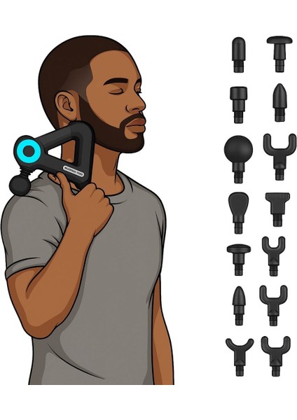 Buffer® 12 Farklı Başlıklı Profesyonel Masaj Tabancası - Kas Gevşetici ve Yorgunluk Giderici Masaj fırsatları