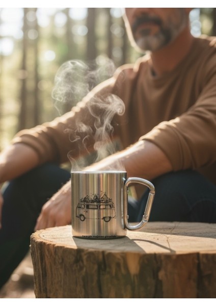 Asılabilen Karabinal Kulplu Çelik Kamp Piknik Bardağı Çift Cidarlı 304 Çelik Kupa Bardak 180ML fiyatları
