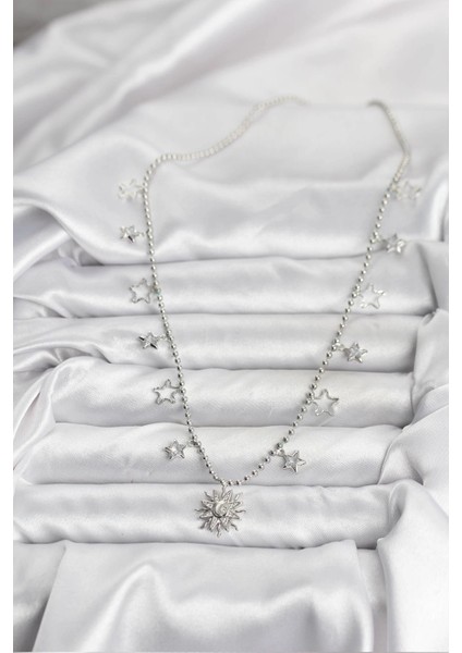 Bfs Pirinç Gümüş Renk Güneş Model Kadın Kolye fiyatları