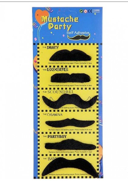 Karnaval Kostüm Partisi Bıyığı 6 Model 6 Adet