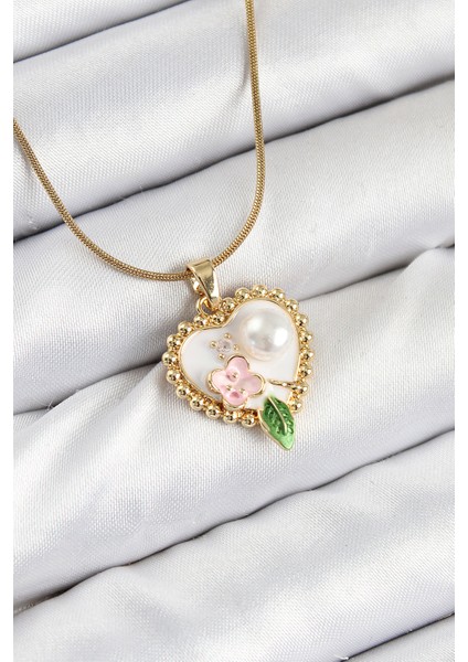 316L Çelik Sanatsal Portre Model Gold Renk Kadın Kolye - TJ-BKO10486