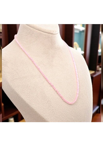 Pembe Kuvars 2 mm Faset Kesim Dizi Doğal Taş Kolye fiyatları