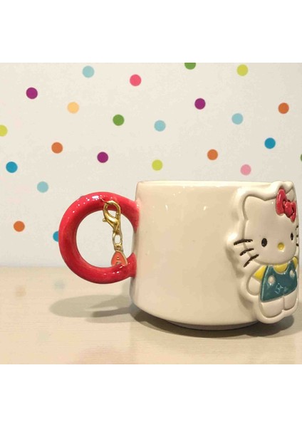 "SINIRLI Sayıda"3D Kabartmalı Charm Hediyeli El Yapımı Seramik Hello Kitty Kupa Mug fırsatları