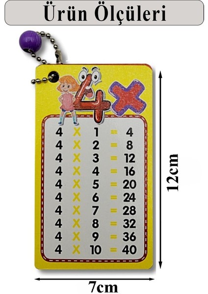 Zincirli Çarpım Tablosu 3 Adet 7X12 cm Büyük Cep Zircirli Çarpım Tablosu Yaz Sil Özellikli Çarpım Tablosu Kartları Karne indirimleri