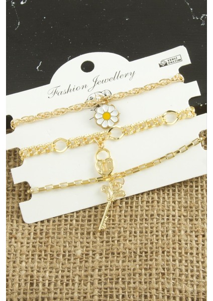 3 Adet Papatya Trend Zincir Bileklik