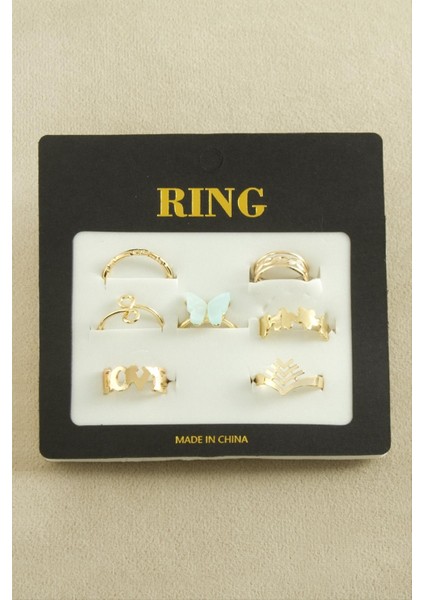 7 Adet Kelebek Lüks Eklem Yüzük