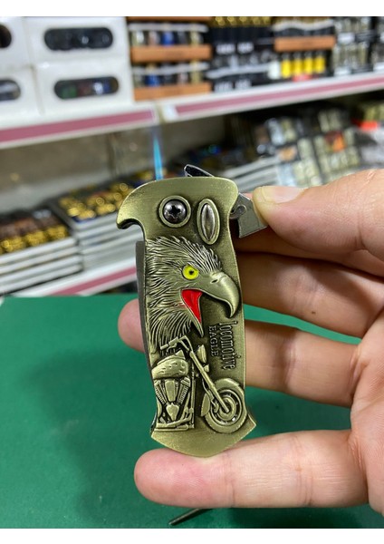 Motosikletli Kartal Figürlü Bıçaklı Çakmak modelleri