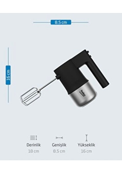 Mk 8150 I Starlight El Mikseri 500 Watt Turbo Özelliği ile Siyah ve Gri Renk Seçenekleri
