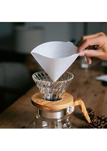 V60 Filtre Kağıdı Eko Set 200 Adet Doğal Beyaz Renkli Tek Kullanımlık Filtreler