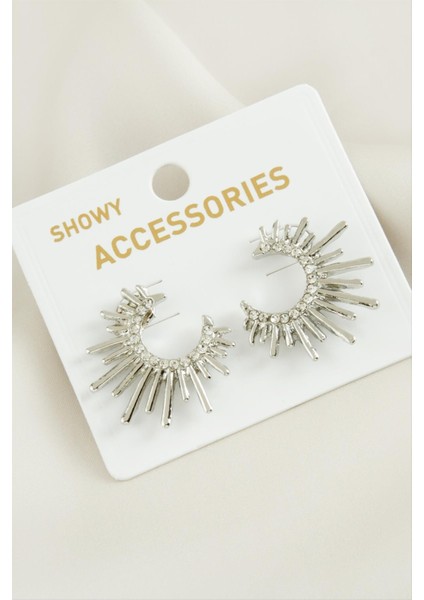 Sptrns Güneş Trend Taşlı Metal Küpe-Gümüş Rengi fiyatları