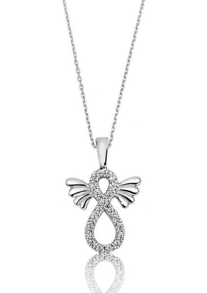 Gümüş Kanatlı Sonsuzluk Bayan Kolye
