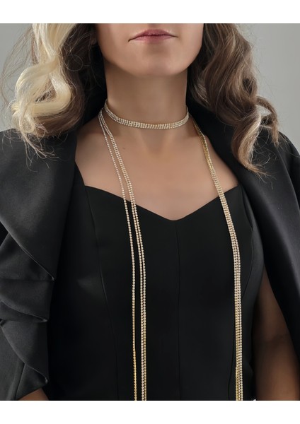 Altın Kaplama Üç Sıralı Su Yolu Şal Model Kolye