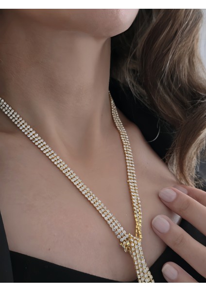 Altın Kaplama Üç Sıralı Su Yolu Şal Model Kolye