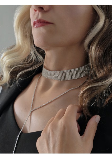 Gümüş Kaplama Rhinestone Y Model Su Yolu Model Kolye indirimleri